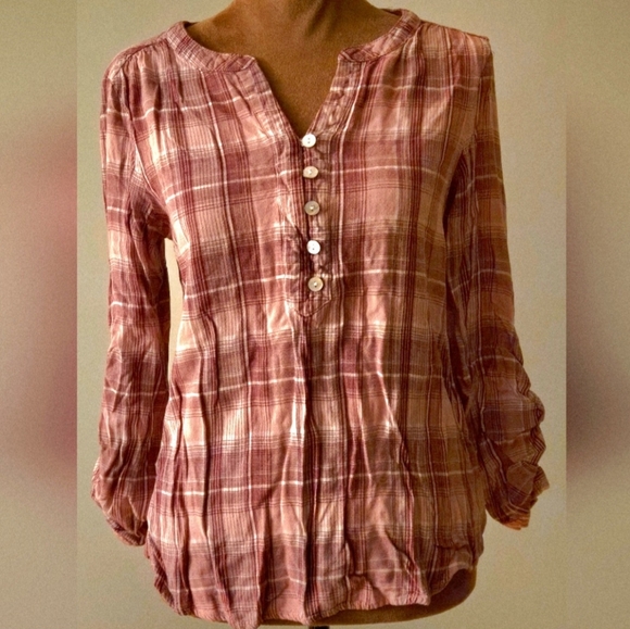 😊Plaid Soft Fleece Button-Front Blouse - Picture 2 of 4